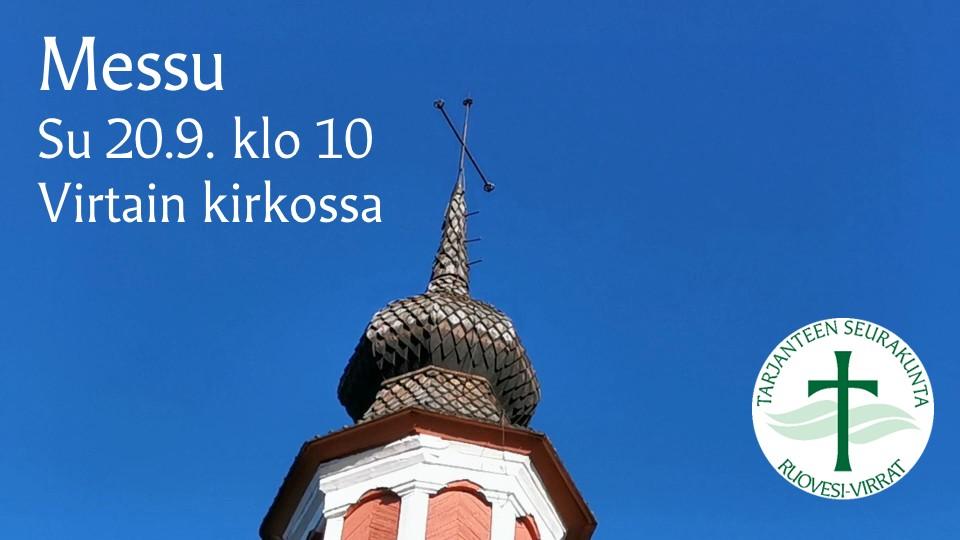 Live - su 20.9. klo 10 messu Virtain kirkossa