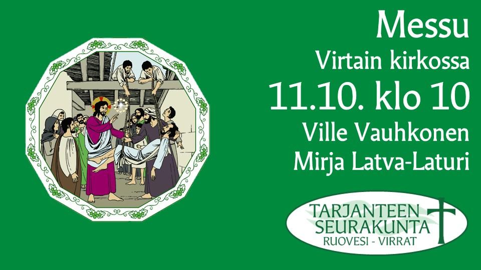 Live - su 11.10. klo 10 messu Virtain kirkossa