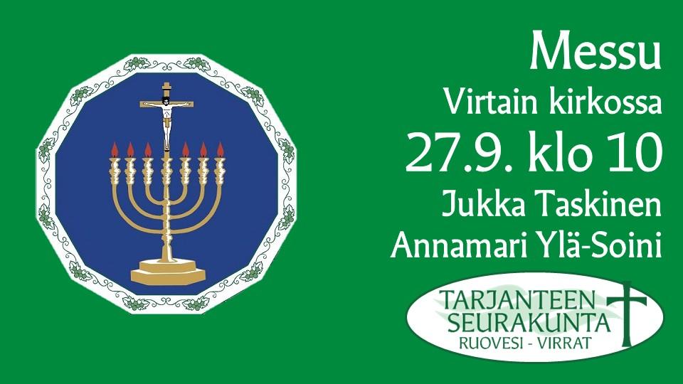 Live - su 27.9. klo 10 messu Virtain kirkossa